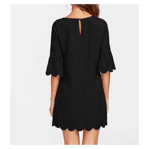Black Pearl Embellished Scallop Shift Dress - Picture 4 of 4